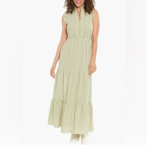 London times size 12 Striped Sleeveless Maxi Dress in olive green